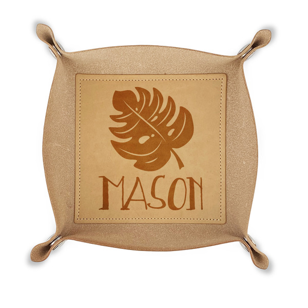 Custom Tropical Leaves #2 Genuine Leather Dice Tray (Personalized)