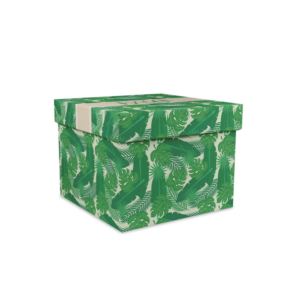 Custom Tropical Leaves #2 Gift Box with Lid - Canvas Wrapped - Small (Personalized)