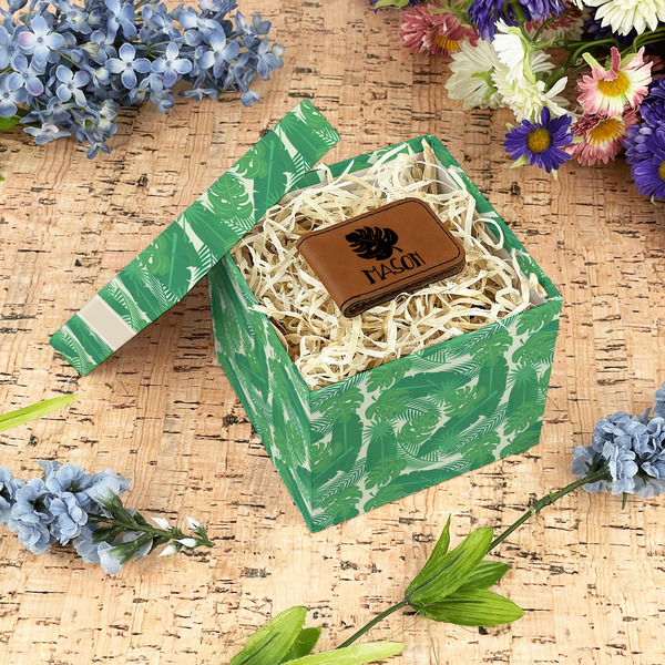 Tropical Leaves #2 Gift Boxes with Lid - Canvas Wrapped - Small - In Context