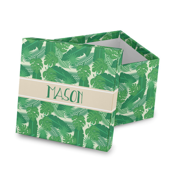Custom Tropical Leaves #2 Gift Box with Lid - Canvas Wrapped (Personalized)