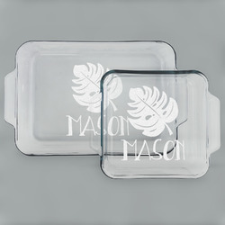 Tropical Leaves #2 Set of Glass Baking & Cake Dish - 13in x 9in & 8in x 8in (Personalized)