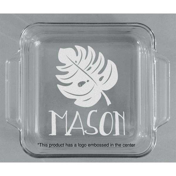 Tropical Leaves #2 Glass Cake Dish - APPROVAL (8x8)