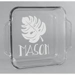 Tropical Leaves #2 Glass Cake Dish - 8in x 8in (Personalized)