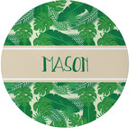 Tropical Leaves #2 Round Glass Cutting Board (Personalized)