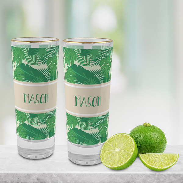 Tropical Leaves #2 Glass Shot Glass - 2 oz - LIFESTYLE