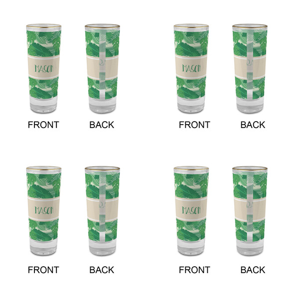 Tropical Leaves #2 Glass Shot Glass - 2 oz - Set of 4 - APPROVAL