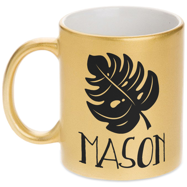 Custom Tropical Leaves #2 Metallic Gold Mug (Personalized)