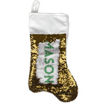 Tropical Leaves #2 Reversible Sequin Stocking - Gold (Personalized)