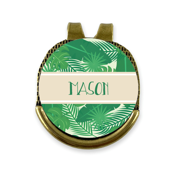 Custom Tropical Leaves #2 Golf Ball Marker - Hat Clip - Gold
