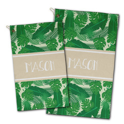 Tropical Leaves #2 Golf Towel - Poly-Cotton Blend w/ Name or Text