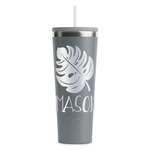 Tropical Leaves #2 RTIC Everyday Tumbler with Straw - 28oz - Grey - Single-Sided (Personalized)