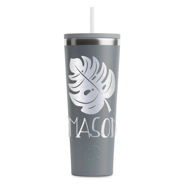 Tropical Leaves #2 Grey RTIC Everyday Tumbler - 28 oz. - Front