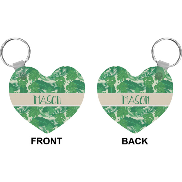 Tropical Leaves 2 Heart Keychain (Front + Back)