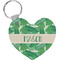 Tropical Leaves #2 Heart Plastic Keychain w/ Name or Text