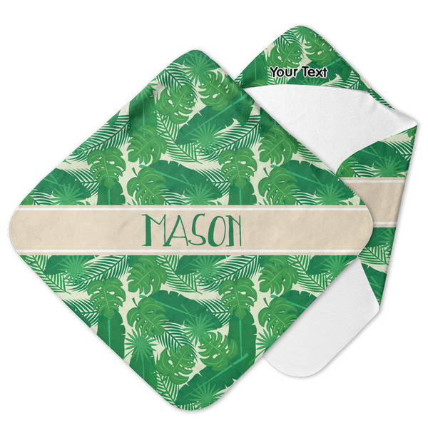 Custom Tropical Leaves #2 Hooded Baby Towel w/ Name or Text
