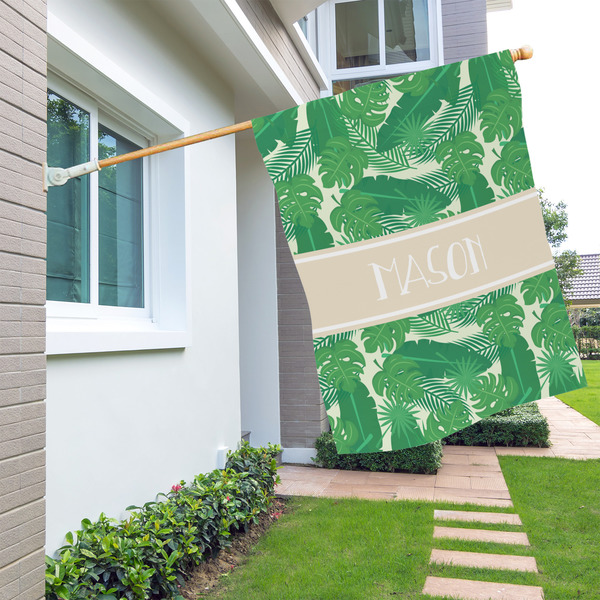 Tropical Leaves #2 House Flags - Single Sided - LIFESTYLE