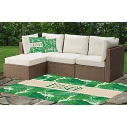 Tropical Leaves #2 Indoor / Outdoor Rug - Custom Size w/ Name or Text