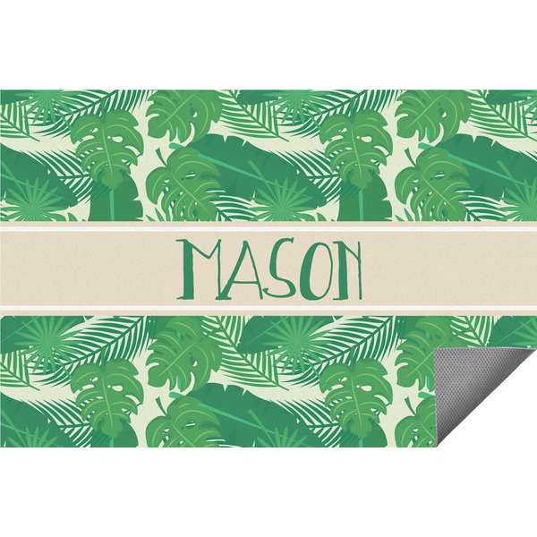 Custom Tropical Leaves #2 Indoor / Outdoor Rug - 4'x6' w/ Name or Text