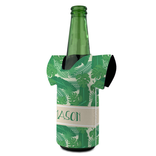 Tropical Leaves #2 Jersey Bottle Cooler - ANGLE (on bottle)