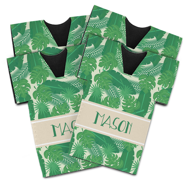 Custom Tropical Leaves #2 Jersey Bottle Cooler - Set of 4 (Personalized)