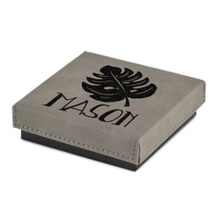 Tropical Leaves #2 Jewelry Gift Box - Engraved Leather Lid (Personalized)