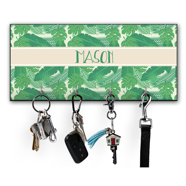 Custom Tropical Leaves #2 Key Hanger w/ 4 Hooks w/ Name or Text