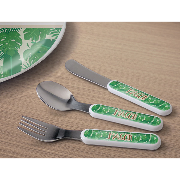Tropical Leaves #2 Kids Flatware w/ Plate