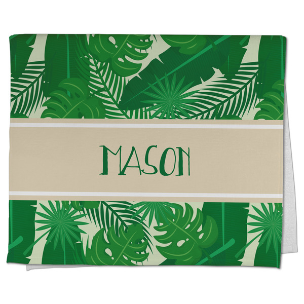 Custom Tropical Leaves #2 Kitchen Towel - Poly Cotton w/ Name or Text