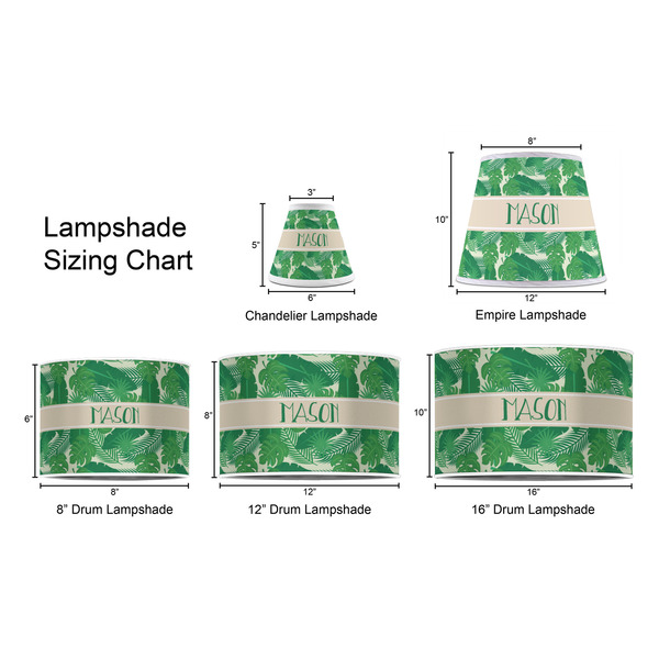 Tropical Leaves #2 Lampshade Sizing Chart