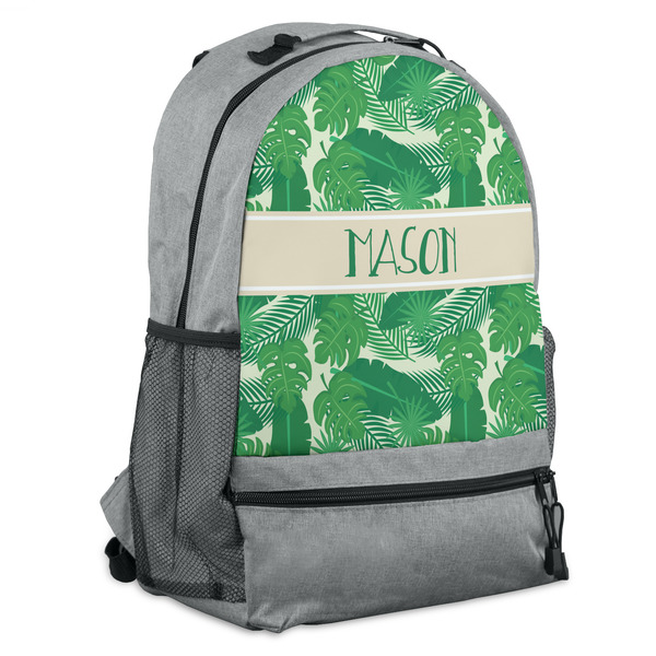 Custom Tropical Leaves #2 Backpack - Grey (Personalized)