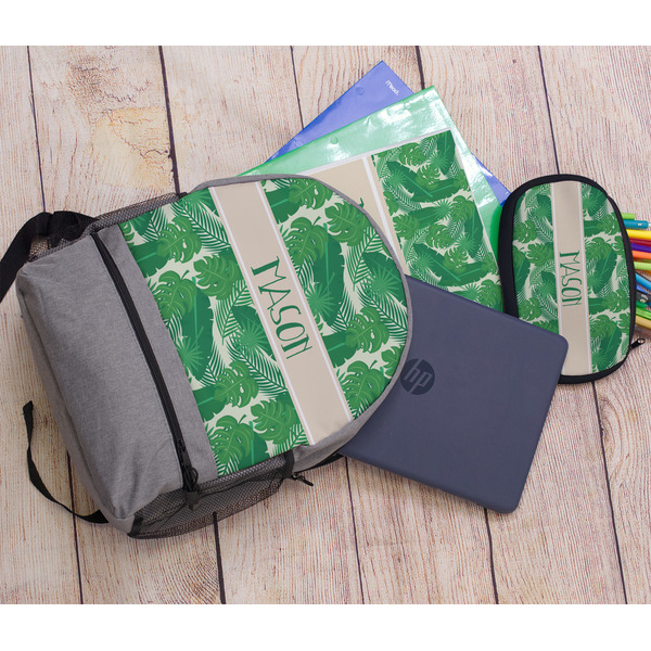 Tropical Leaves #2 Large Backpack - Gray - With Stuff
