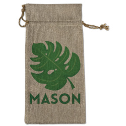 Tropical Leaves #2 Large Burlap Gift Bag - Front (Personalized)