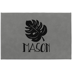 Tropical Leaves #2 Large Gift Box w/ Engraved Leather Lid (Personalized)