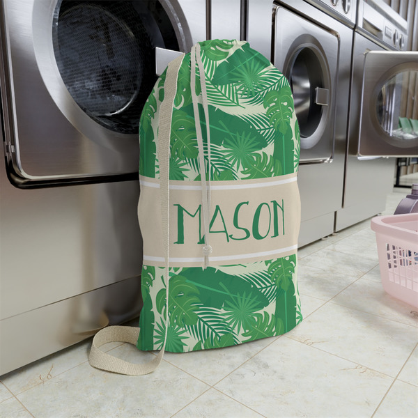 Tropical Leaves #2 Large Laundry Bag - In Context