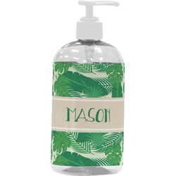 Tropical Leaves #2 Plastic Soap / Lotion Dispenser (16 oz - Large - White) (Personalized)