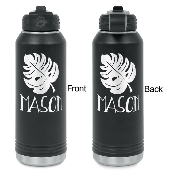 Tropical Leaves #2 Laser Engraved Water Bottles - Front & Back Engraving - Front & Back View
