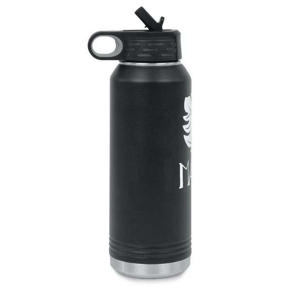 Tropical Leaves #2 Laser Engraved Water Bottles - Front Engraving - Side View