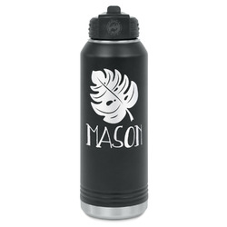 Tropical Leaves #2 Water Bottle - Laser Engraved - Front (Personalized)