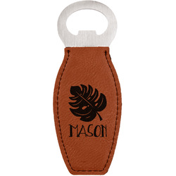 Tropical Leaves #2 Leatherette Bottle Opener - Double Sided (Personalized)