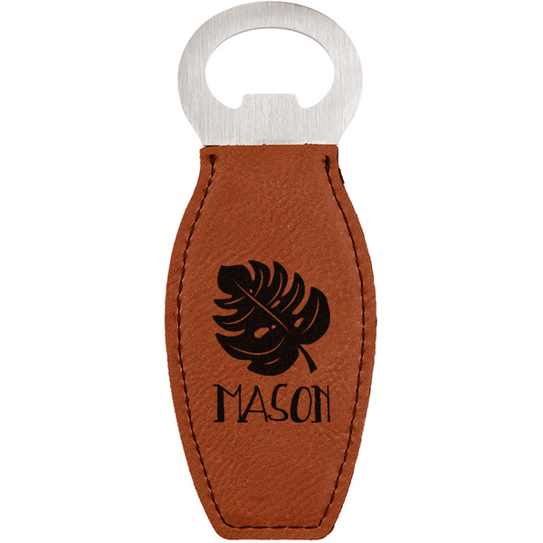 Custom Tropical Leaves #2 Leatherette Bottle Opener (Personalized)