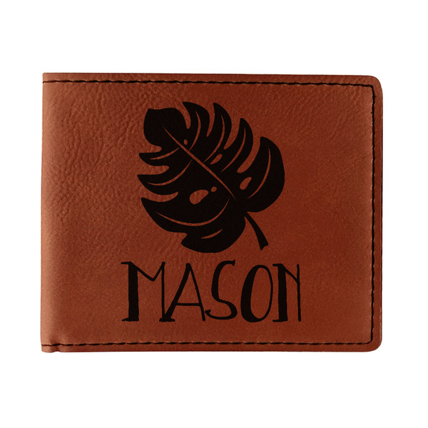 Custom Tropical Leaves #2 Leatherette Bifold Wallet - Single Sided (Personalized)