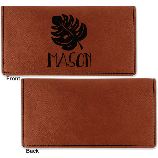 Tropical Leaves 2 Leather Checkbook Holder Front and Back Single Sided - Apvl