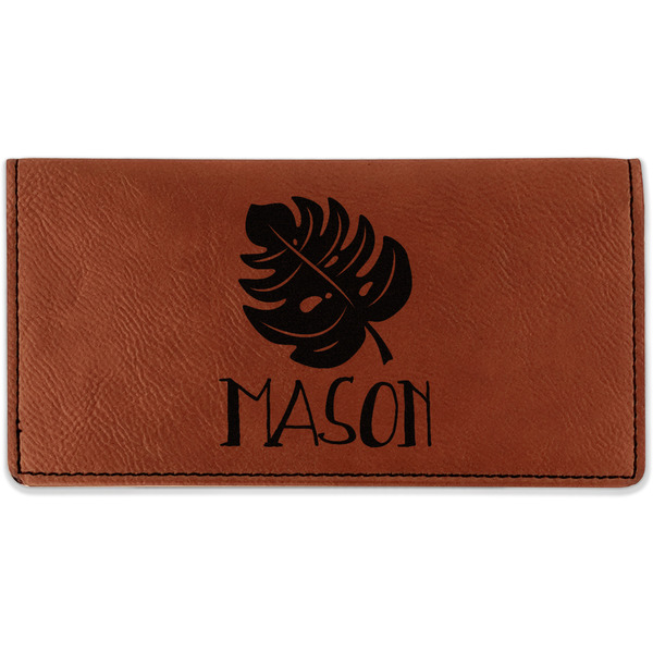 Custom Tropical Leaves #2 Leatherette Checkbook Holder - Single Sided (Personalized)