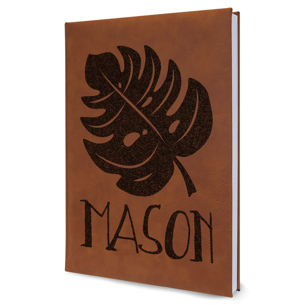 Custom Tropical Leaves #2 Leather Sketchbook - Large - Double Sided (Personalized)