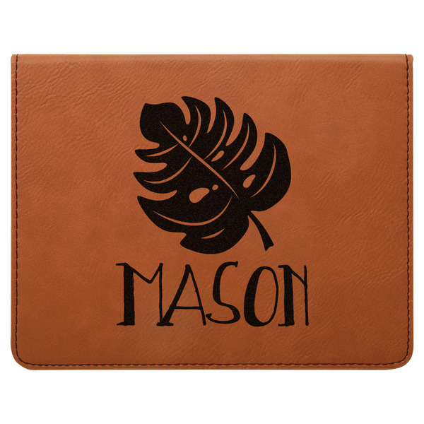 Tropical Leaves 2 Leatherette 4-Piece Wine Tool Set Flat