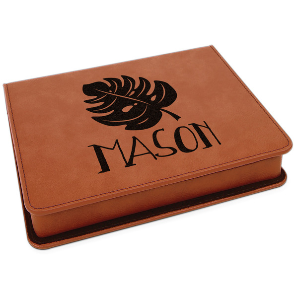 Custom Tropical Leaves #2 Leatherette 4-Piece Wine Tool Set (Personalized)