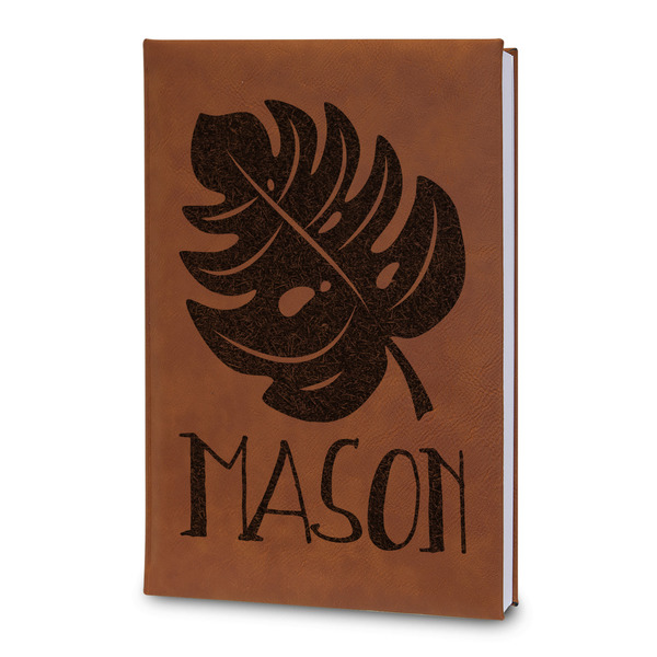 Custom Tropical Leaves #2 Leatherette Journal - Large - Double Sided (Personalized)