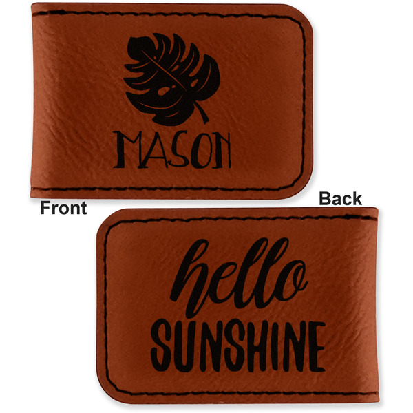 Tropical Leaves 2 Leatherette Magnetic Money Clip - Front and Back