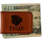 Tropical Leaves #2 Leatherette Magnetic Money Clip - Double Sided (Personalized)