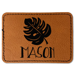 Tropical Leaves #2 Faux Leather Iron On Patch - Rectangle (Personalized)
